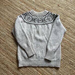 Light Gray Nordic Yoke Crewneck Sweater - Women